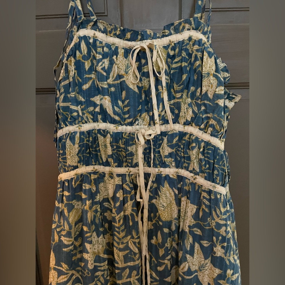 Ulla Johnson Blue and Cream Printed Midi Dress - Picture 6 of 8